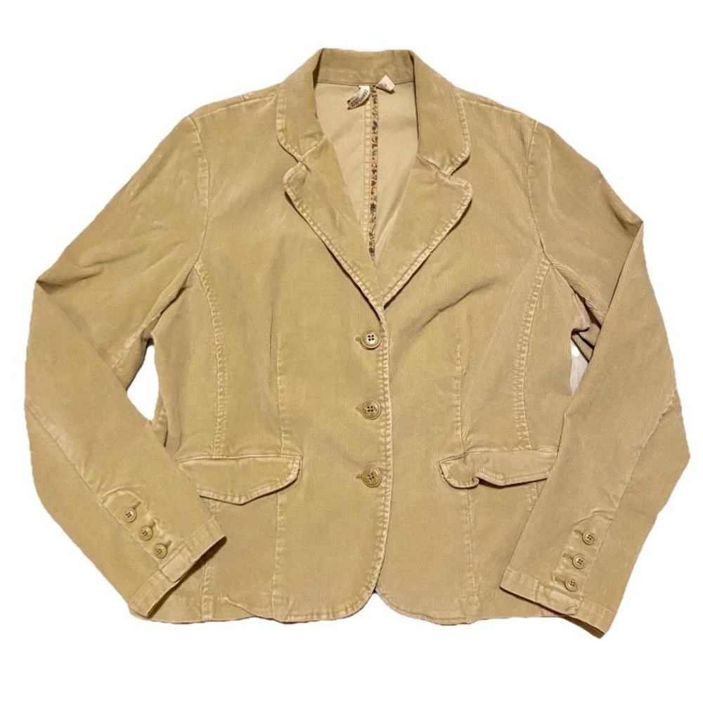 St. John’s Bay Corduroy Blazer Jacket Womens XLarge 2000s Y2K Beige Fitted